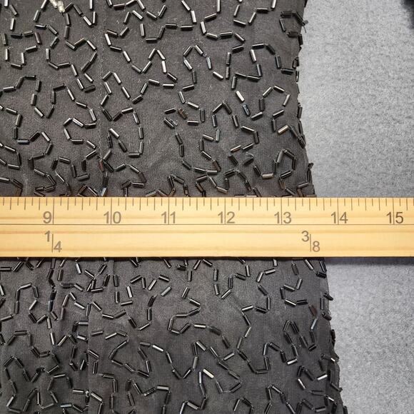 Vintage Womens Dress 4 Silk Beaded Sequin Black Stretch Evening Party Cocktail - Picture 9 of 16